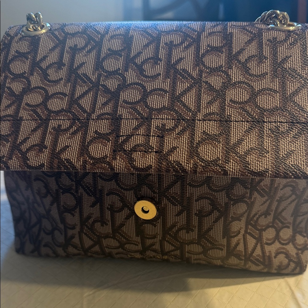 Calvin Klein Collection Monogram Black and Brown Shoulder Bag